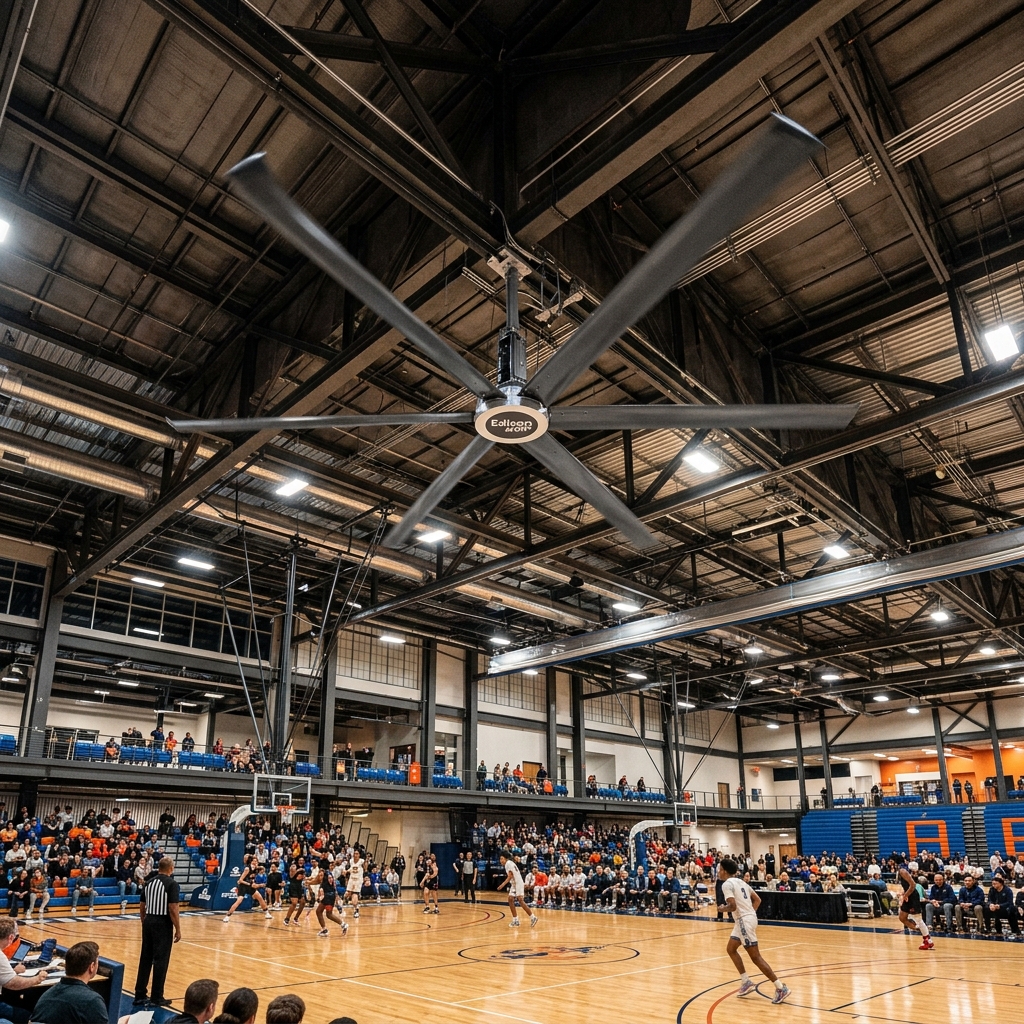 Edison AMP HVLS Fan in Indoor Sports Arena