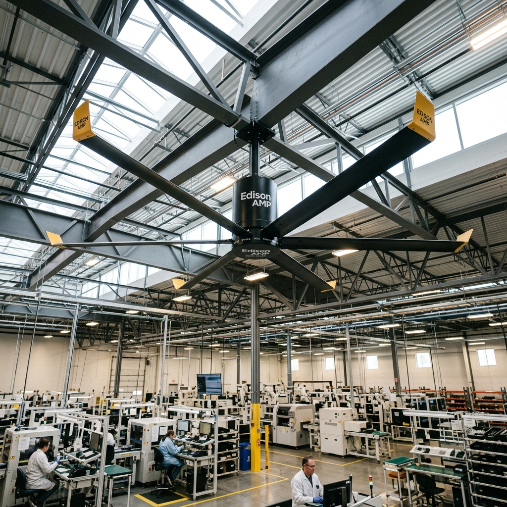 Edison AMP HVLS Fan in Industrial Factory