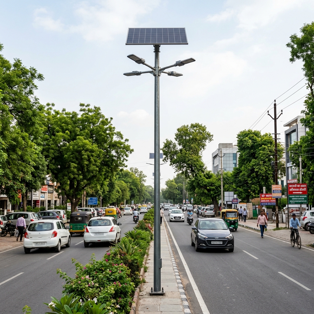 Solar Quad-Light Pole